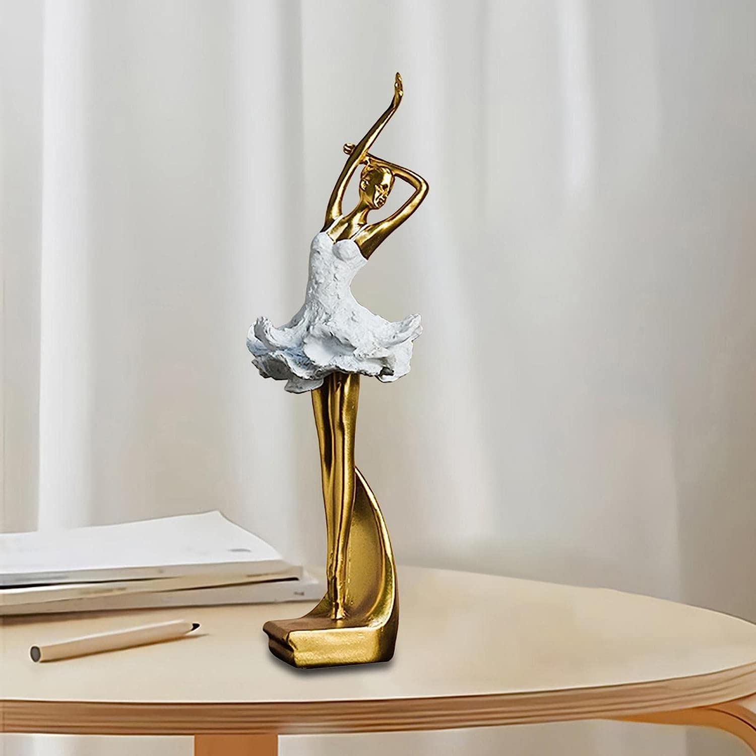 Statue Decorative, Collezioni, Statuette da scrivania, Statuette di Ballerine, sculture Artigianali per Feste, Bar, Ufficio (Oro)