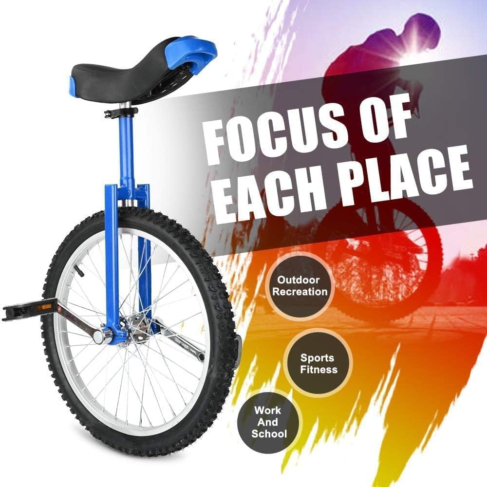 16/18/20/24" Wheel Trainer Unicycle Height Adjustable Skidproof Mountain Tire Balance Cycling Exercise, With Unicycle Stand, Wheel Unicycle