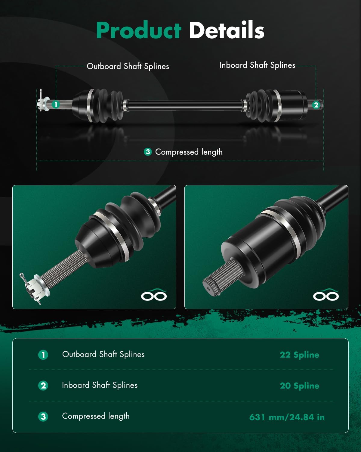 SCITOO CV Axle Drive Shaft Assembly 2008 2009 fits for Polaris Ranger 500 700 Front Left Right 1332467