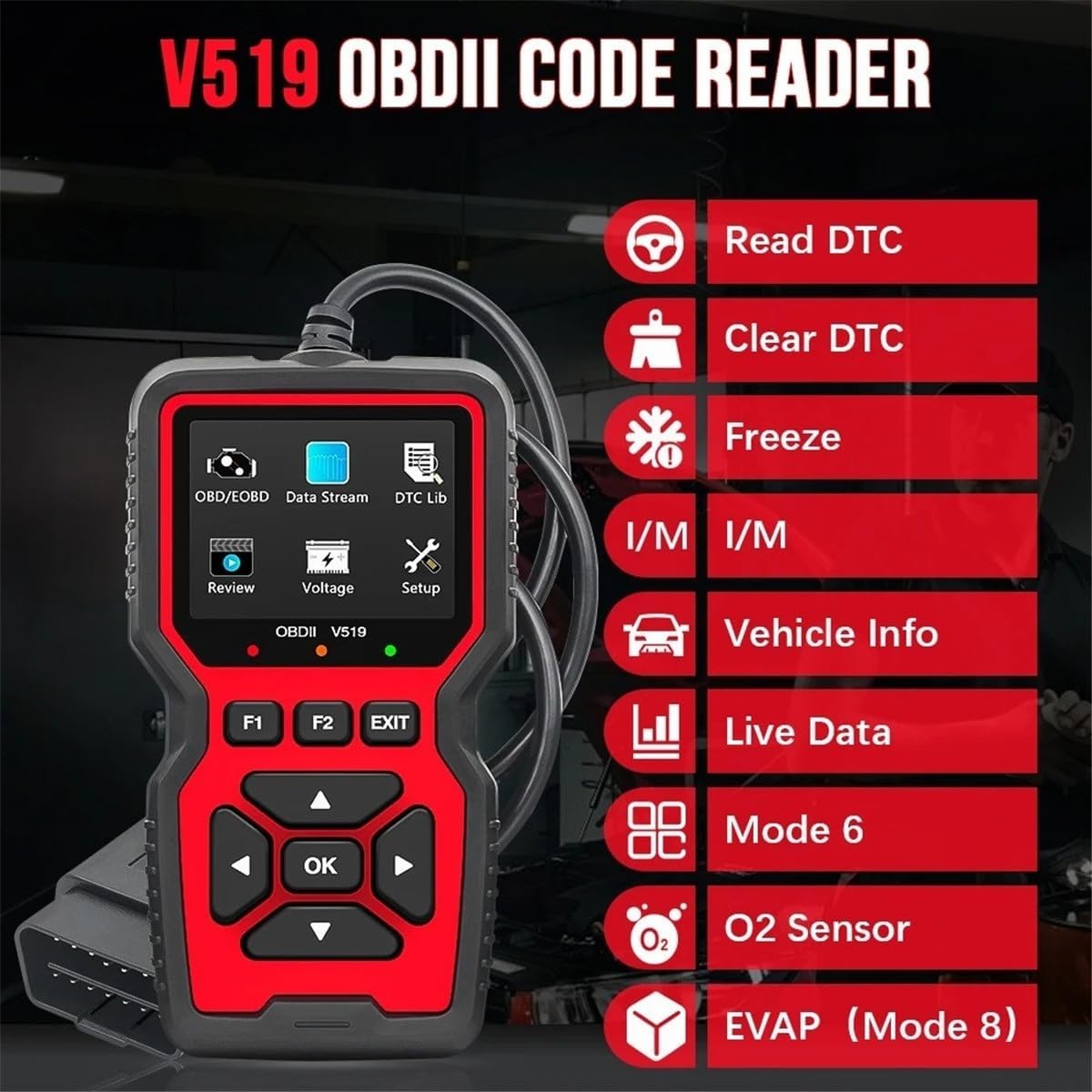 XAUCY V519 OBDII Code Reader features