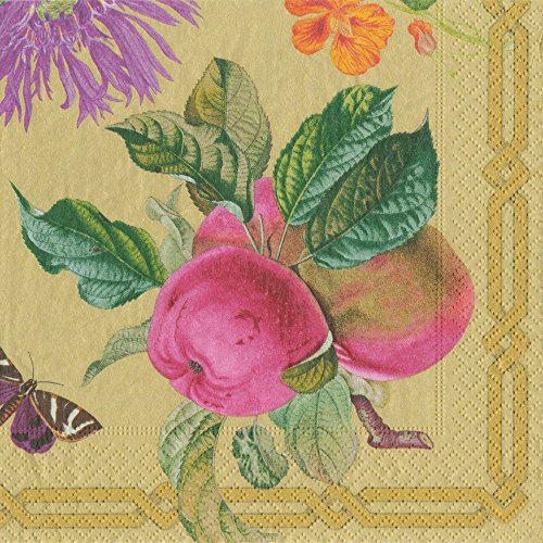 Caspari Paquete de 20 servilletas Dinner Decoupage – Garden, Tela, Multicolor, 20 x 20 x 0.2 cm