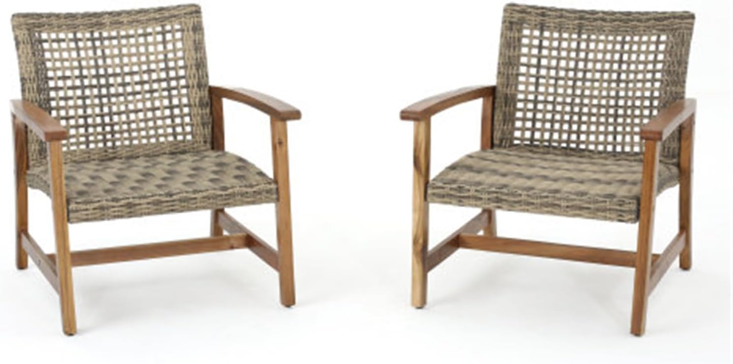 Modern 2 Piece Backrest Patio Chair with Cushion Dark Brown Chair Lounge Chair Balcony Lounge Chair Modern Guest Chair Hotel Restaurant Backrest Chair