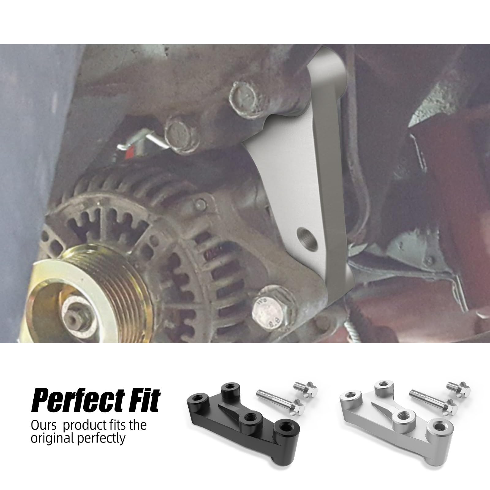 Wspornik Mocowania Silnika Pasuje do Jeep Wrangler YJ 91-95, TJ 97-02, zastępuje 53007605, 53007604, aluminiowy uchwyt alternatora(Black)