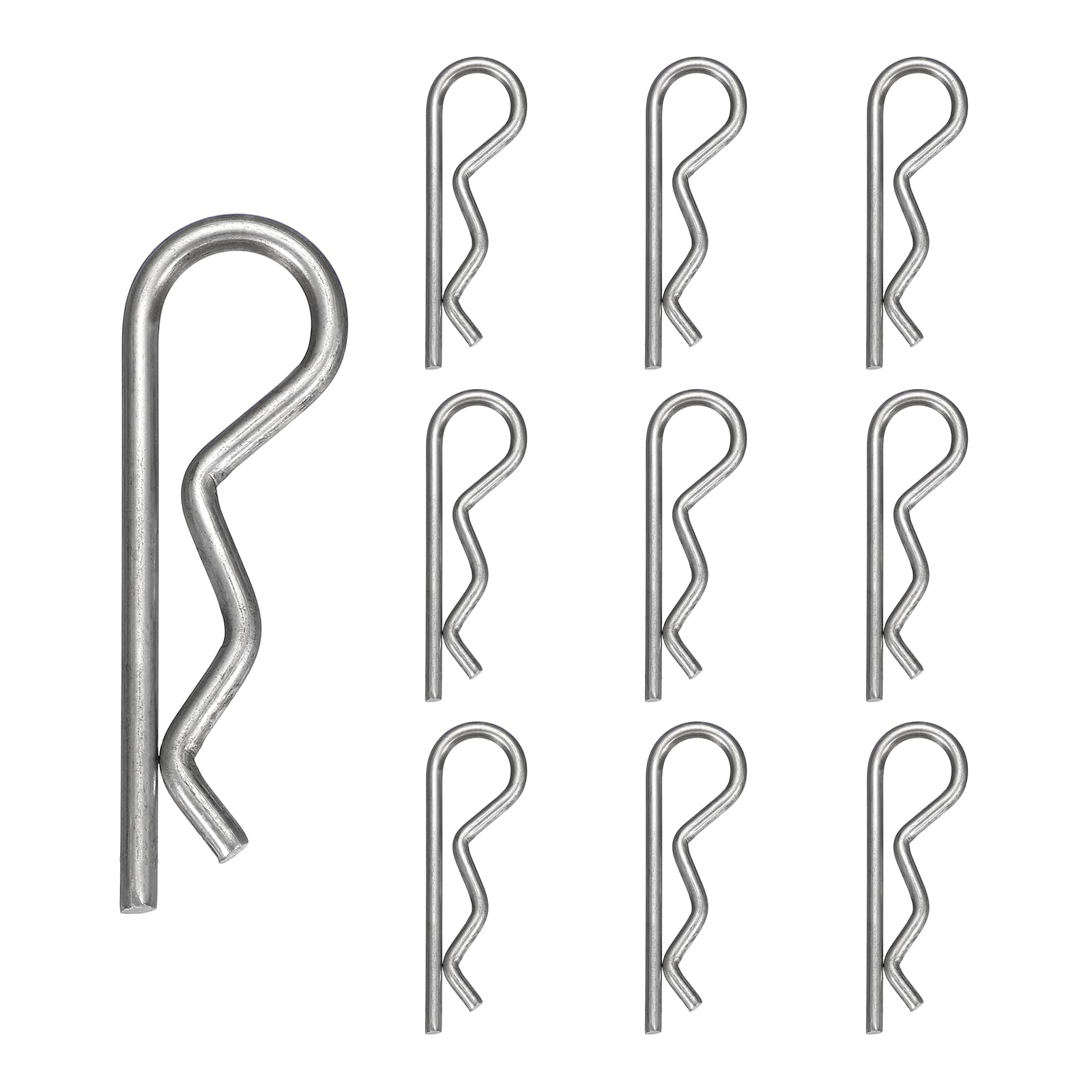 sourcing map 10pcs Cotter Pins (M4 x 75mm) - Heavy Duty R Clips Hitch Pin Clip Hardware Pins 304 Stainless Steel Spring Fasteners, for Trailer/Lawn Mowers/Tractor/Truck