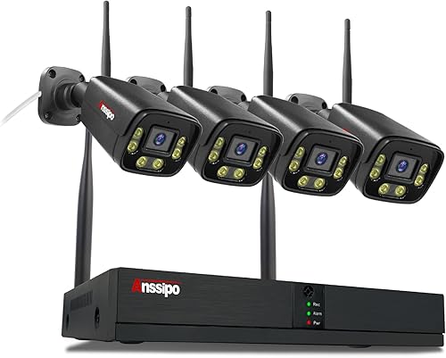Miniatura 10 de Sistema de cámara de seguridad 4K de 8 canales inalámbrico, 4 cámaras WiFi para interiores y exteriores, audio bidireccional, detección de rostro,