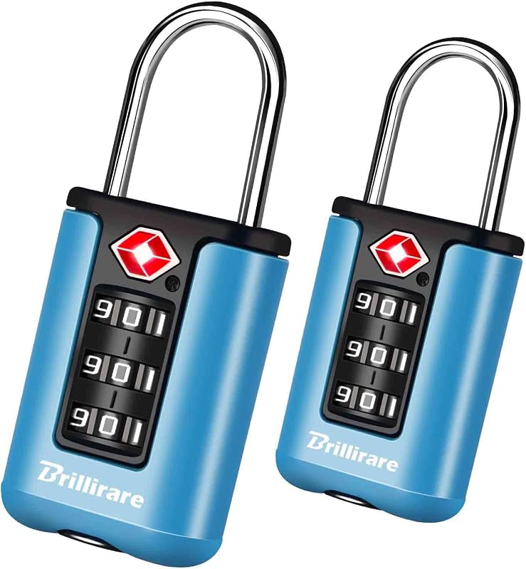 BRILLIRARE 2 Pack TSA Approved Luggage Locks, Combination Travel Padlock, 3-Digit Waterproof Lock, TSA Accepted Outdoor Keyless Resettable Lock for Lockers, Bags, Backpack, Gym, Gate-Blue
