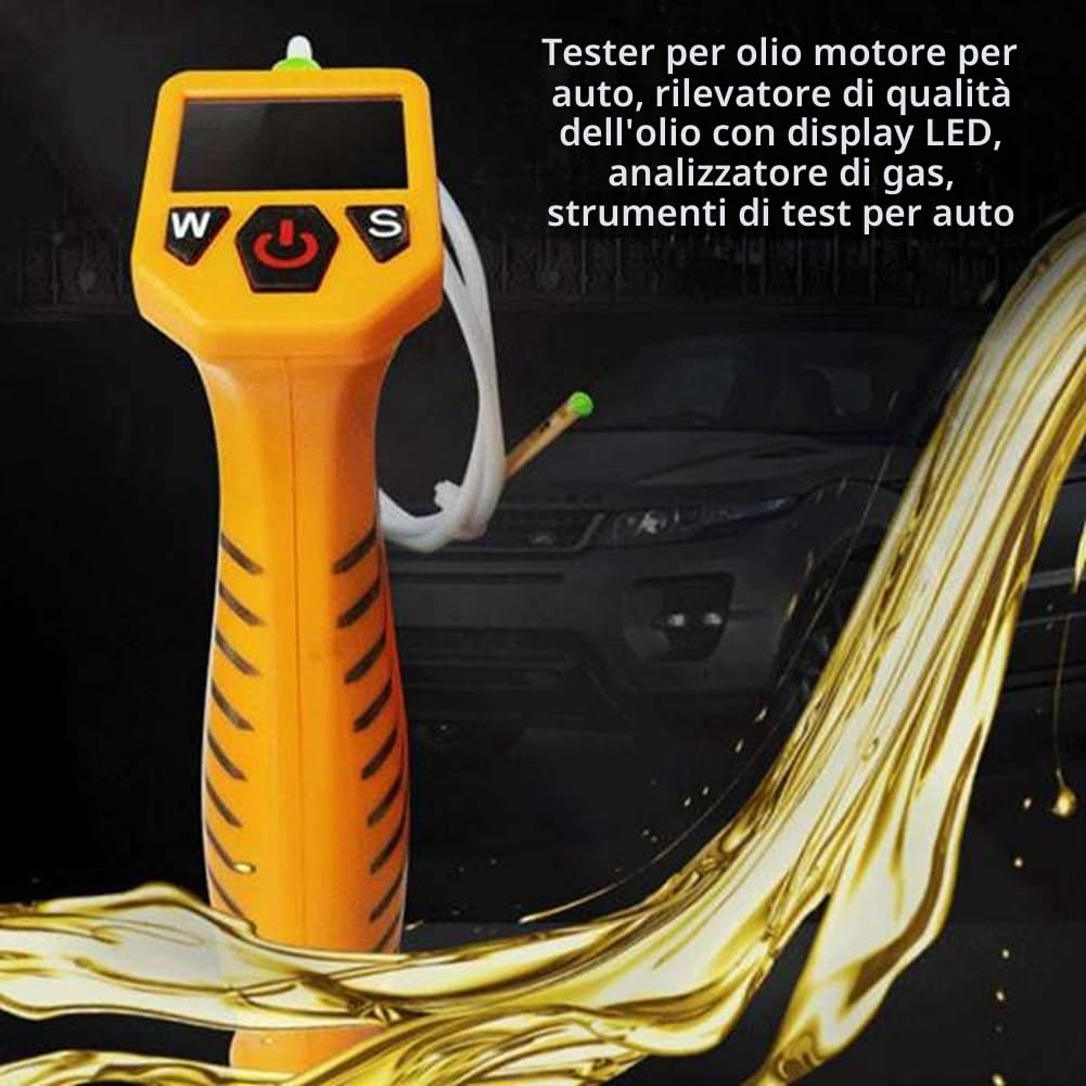 Tester olio motore, rilevatore di gasolio per controllo automatico della qualità 'olio, rivelatore con indicatore LED, analizzatore di gas, dispositivo di prova auto