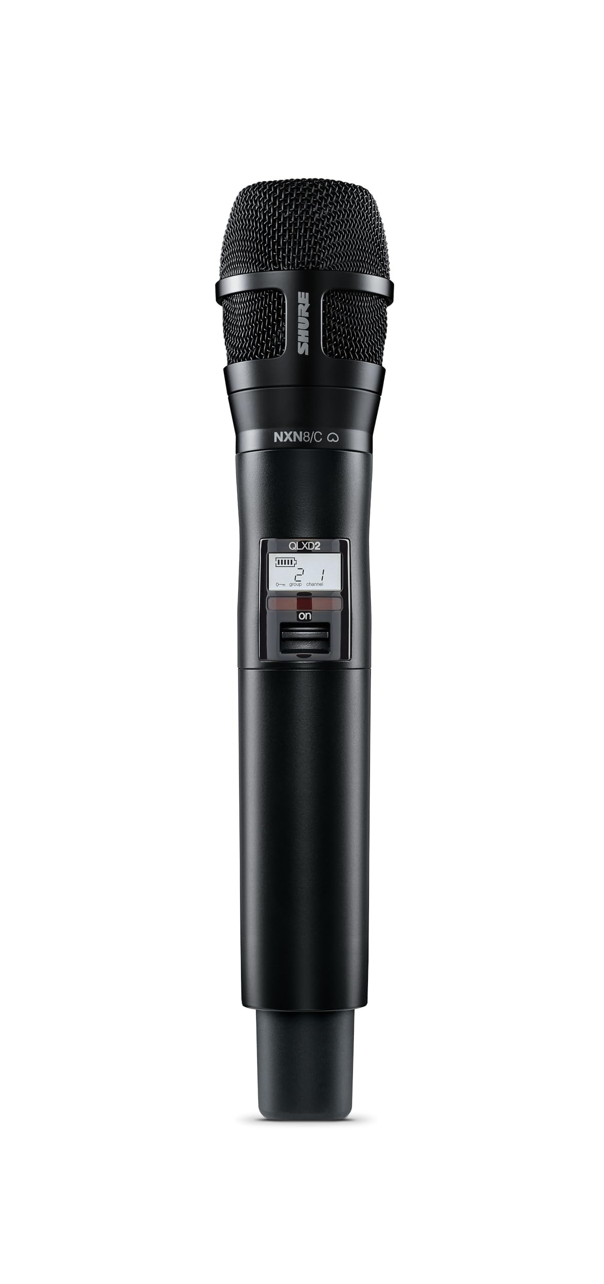 Shure QLXD2/N8CB Handheld Transmitter with Nexadyne 8/C Black Cardioid Vocal Mic Capsule - for use with QLX-D Digital Wireless Microphone Systems, Receiver Sold Separately | G50 Band (QLXD2/N8CB=-G50)