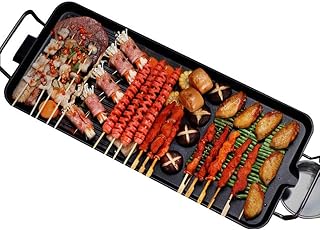 review Indoor BBQ Grill Electric Grill Smokeless Non-Stick Barbecue Plate Electric Baking Pan Multi-Function (Large)
