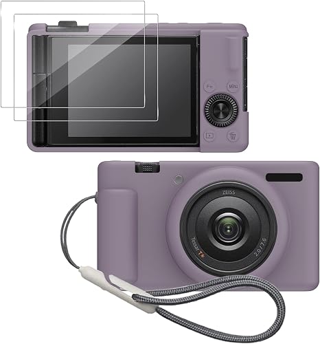 Silicone Case for Sony ZV-1F/ ZV-1 II/ZV-1M2 Digital Camera with 2PCS Screen Protector and a Lanyard Sony ZV-1 II case - Rose Grey