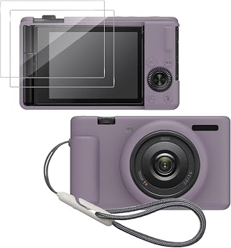 Silicone Case for Sony ZV-1F/ ZV-1 II/ZV-1M2 Digital Camera with 2PCS Screen Protector and a Lanyard Sony ZV-1 II case - Rose Grey