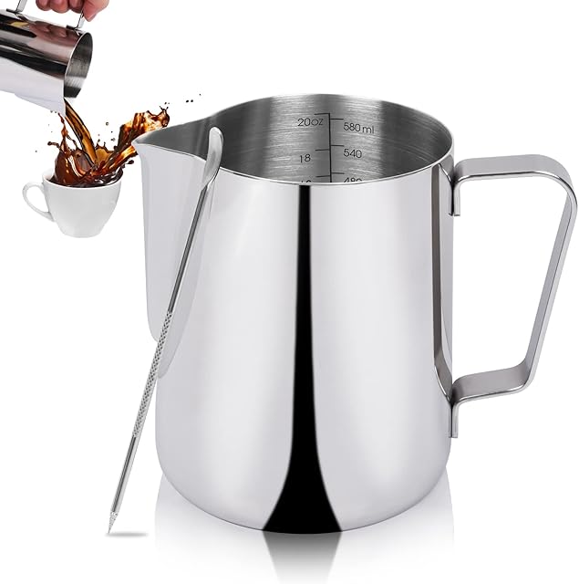 Dzbanek do spieniania mleka Latte Cup - dzbanek ze stali nierdzewnej Latte Art akcesoria do ekspresu do gotowania na parze dzbanek do cappuccino kawy spieniacz do mleka kubki (350 ml)