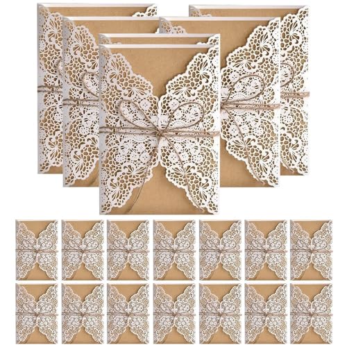 Invitation mariage laser avec enveloppe marron et insert vierge pour fiançailles