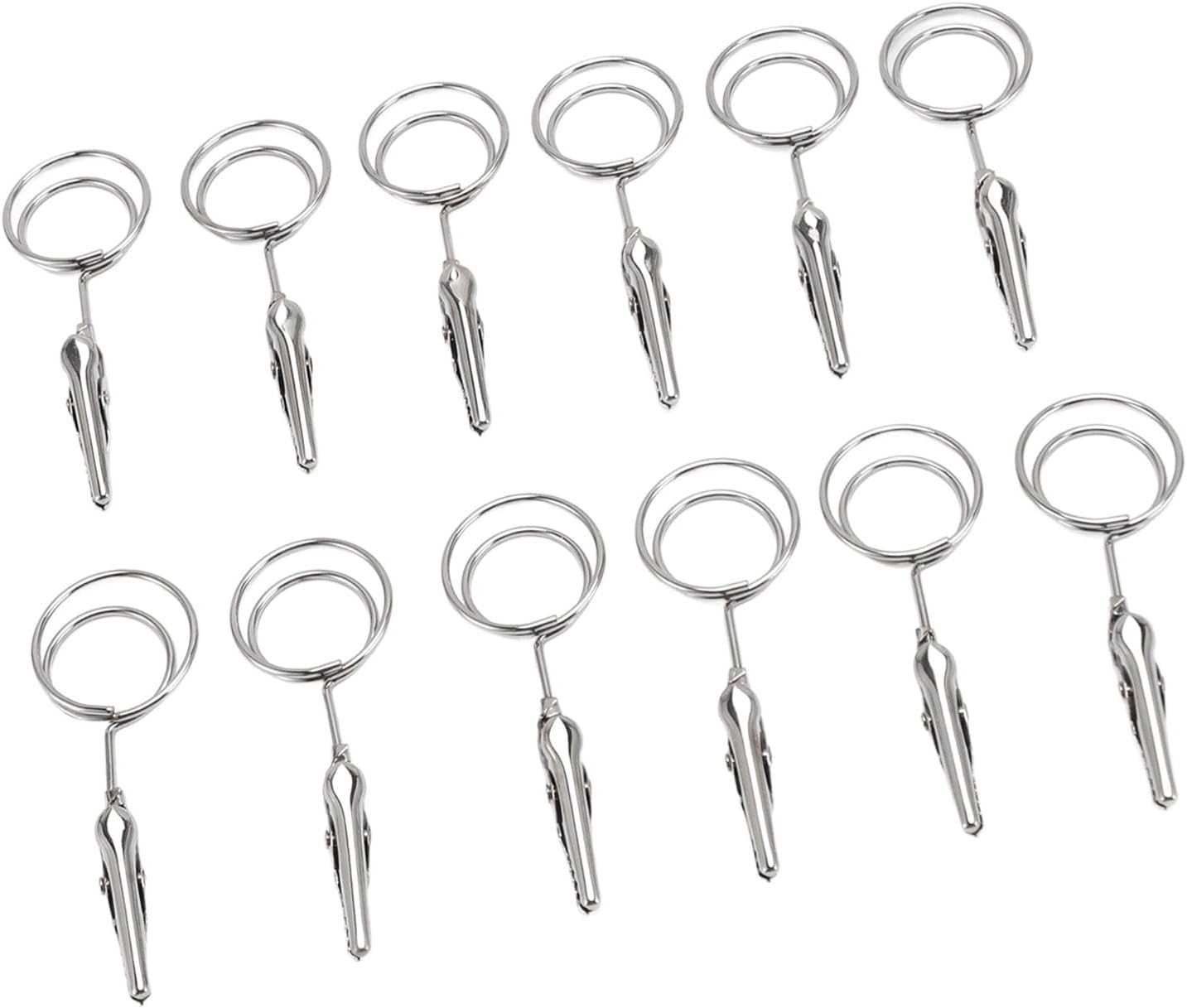 VINGVO 12pcs 2.8in Double Headed Memo, Metal Card Holder Wire Photo Clamp, Powerful Grip Photo Clamp with Secure Hold, Ideal for Hanging Display, Home, Office & Wedding Party Decor (Circle)