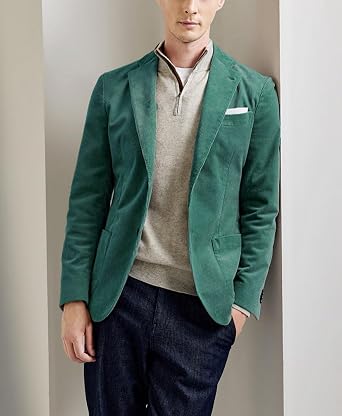 Retro Corduroy Sport Jacket Men Slim Fit Two Button Casual Sports Coat