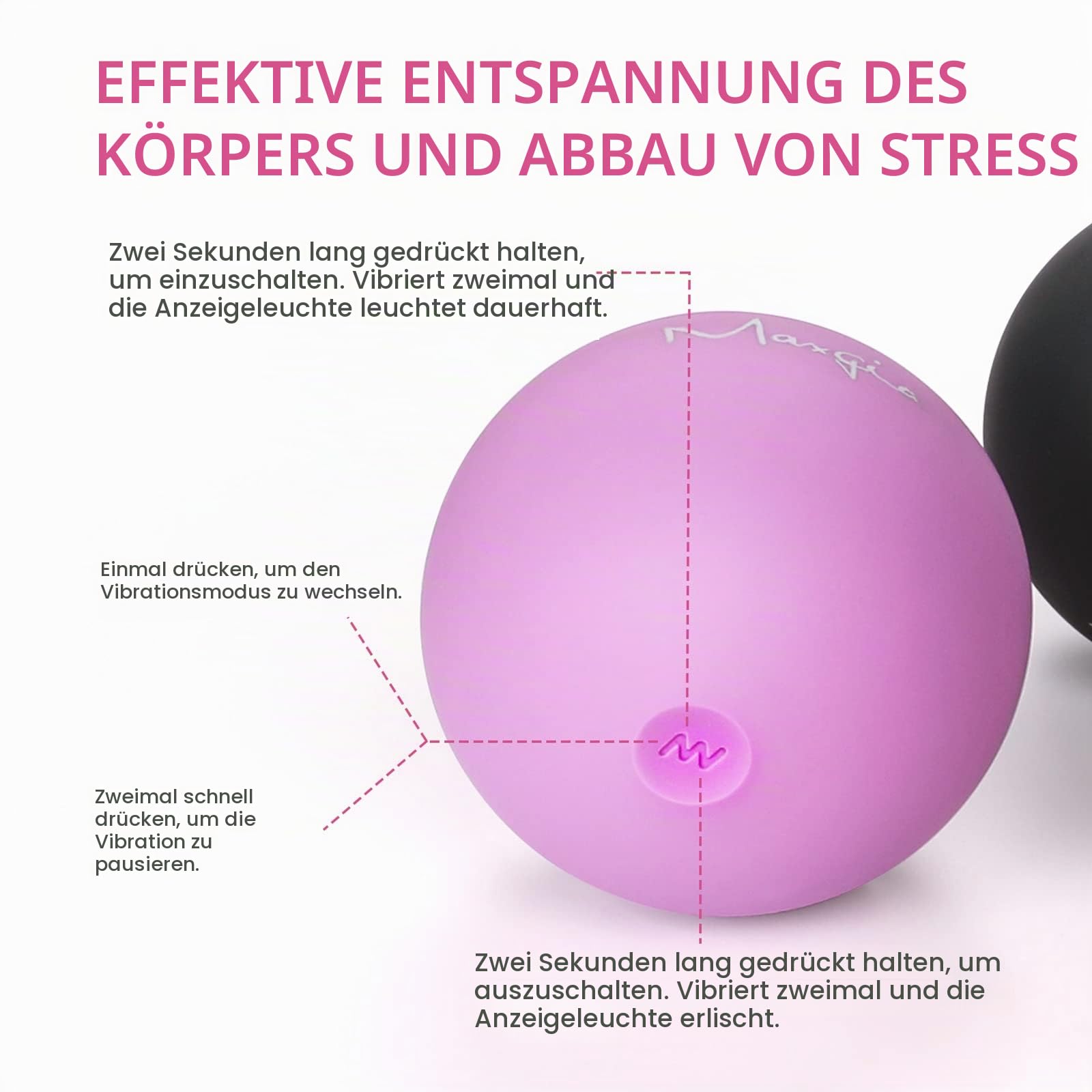 8cm Massage Ball, Elektrischer Massageball mit 5 Intensitäten für Muskeln, Triggerpunkte, Physiotherapie – Schaumstoffrolle für Rücken, Nacken, Fuß, Plantarfasziitis (Lila)