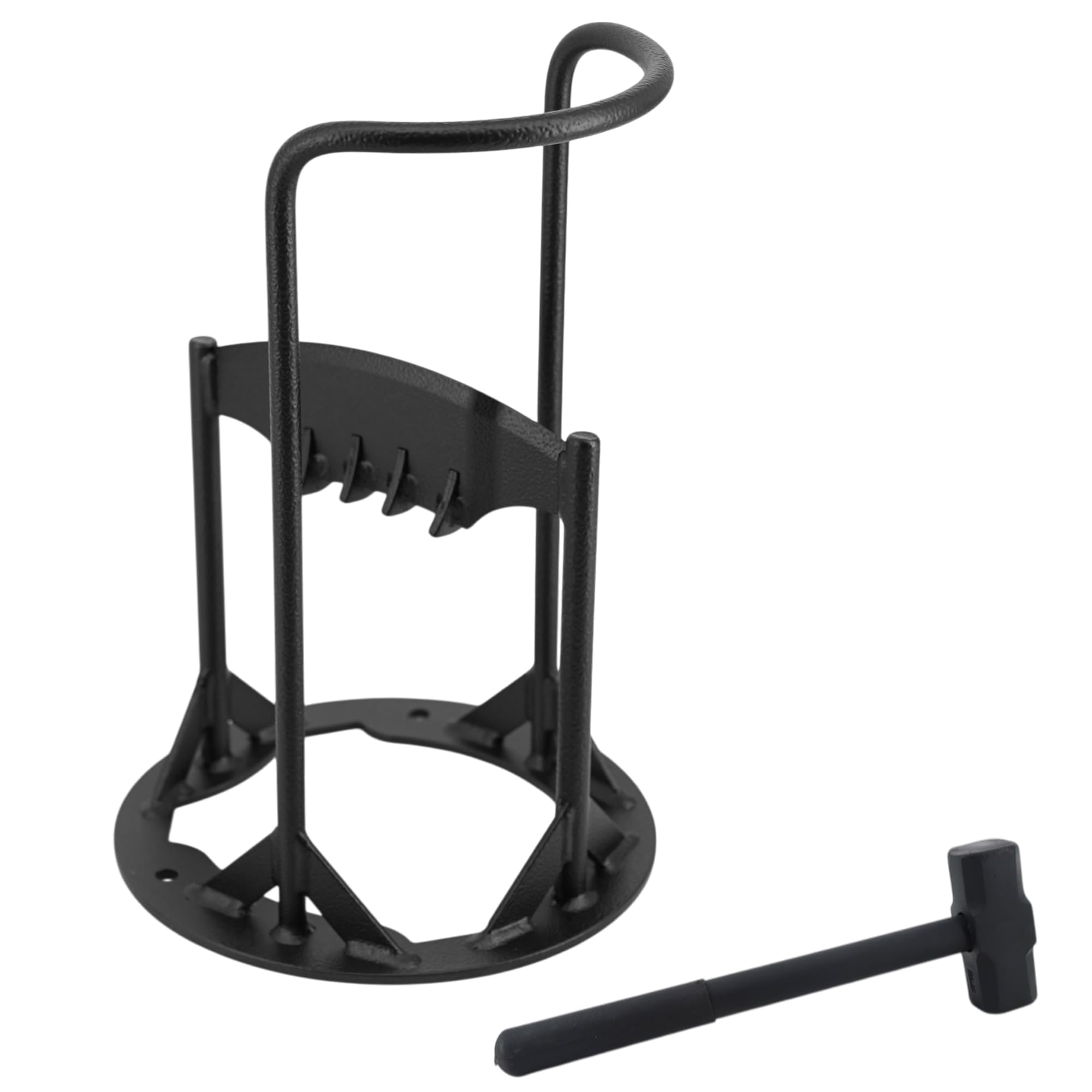 𝗖𝗔𝗦𝗧 𝗜𝗥𝗢𝗡 𝗪𝗢𝗢𝗗 𝗦𝗣𝗟𝗜𝗧𝗧𝗘𝗥 𝗪𝗜𝗧𝗛 𝗛𝗔𝗠𝗠𝗘𝗥 | 36.5cm (H) (14”) | Wood & Kindling Splitting Tool | Firewood Cutter with Pre-Drilled Base | Splitting Blade | Fireplace Decor