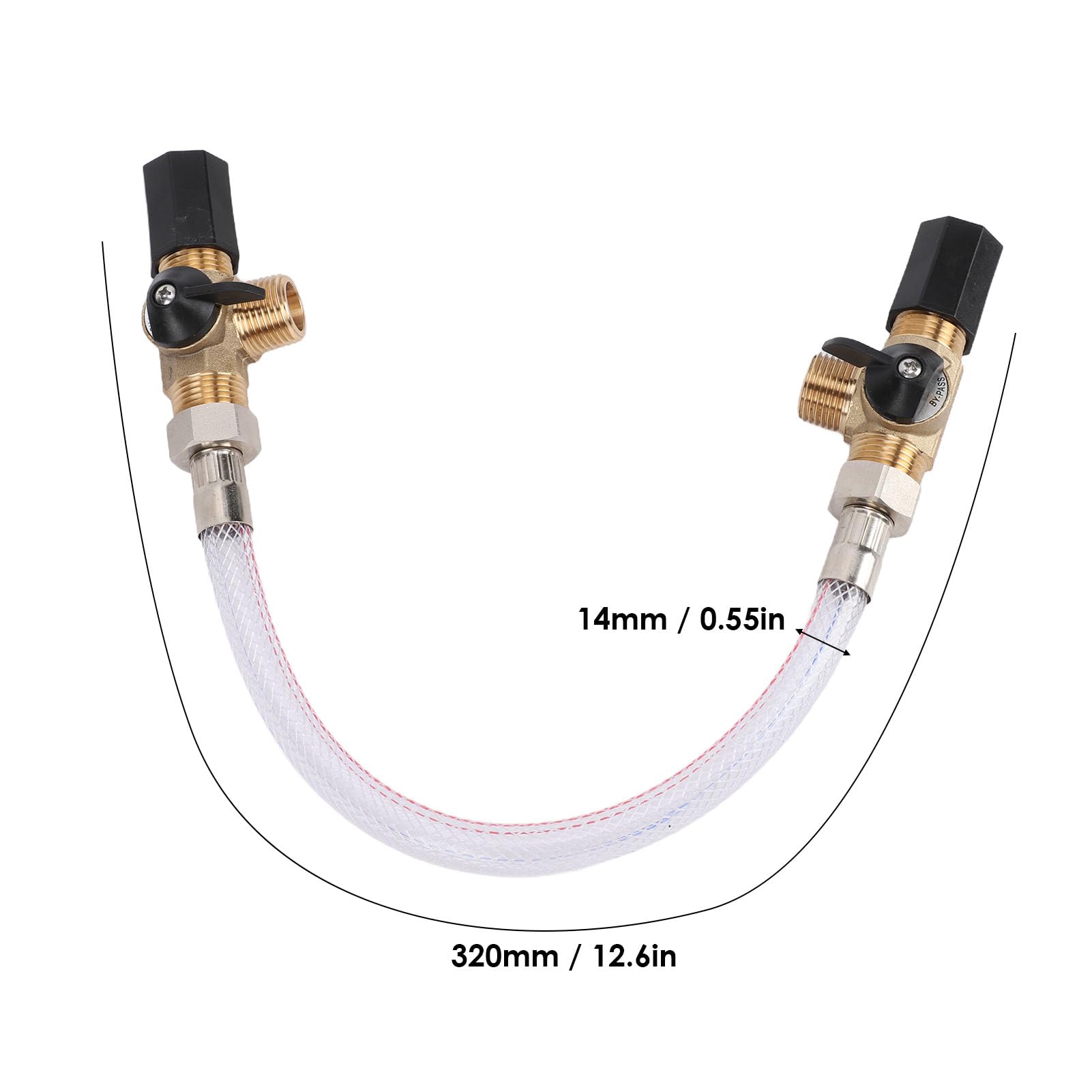 Naroote Kit Valvola Bypass per Scaldabagno 1/2 Pollice NPT Valvola Bypass a 3 Vie in Ottone per Scaldabagno con Connettore in Ottone Resistenza All'erosione per Iniezione Rapida Antigelo