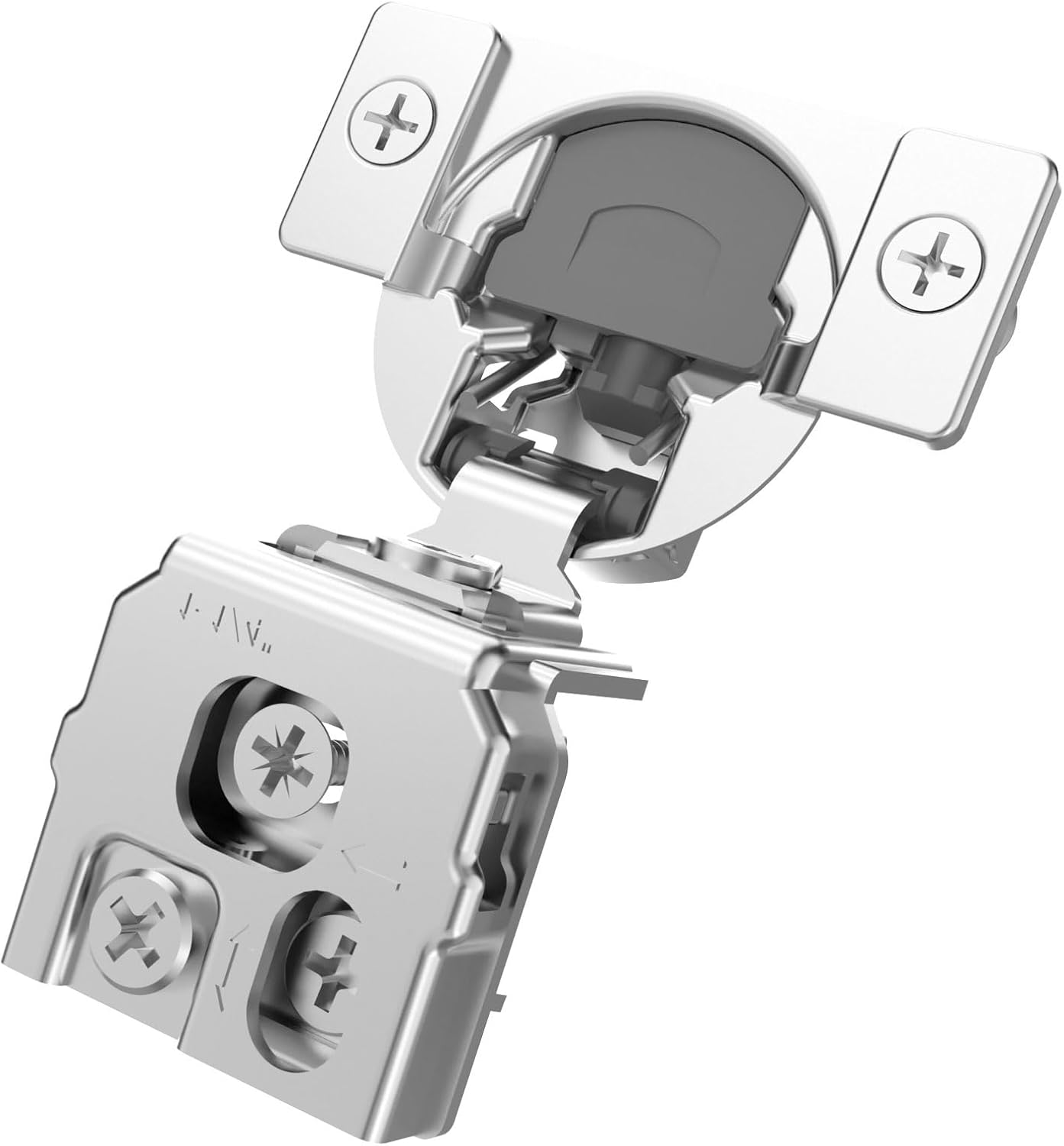 Amerdeco 30 Pack 1-1/4" Overlay 3D Soft Close Cabinet Hinges, Satin Nickel & Stainless Steel Finish, Modern & Contemporary Style, Metal Material, Face & Door Mount