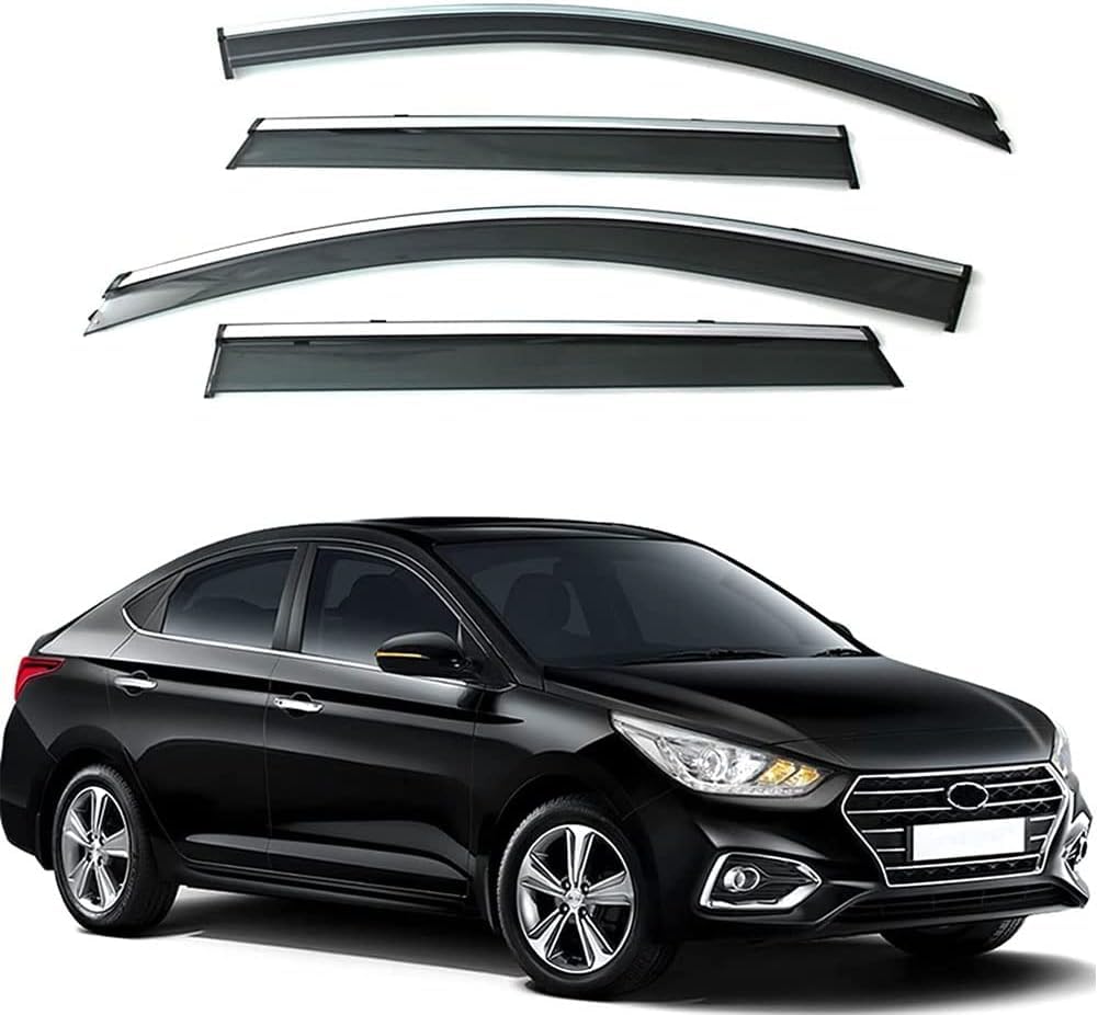 Fengxh Normal 4Pcs Smoke Tint Car Window Deflectors For Hyundai Verna 2017 2018 2019