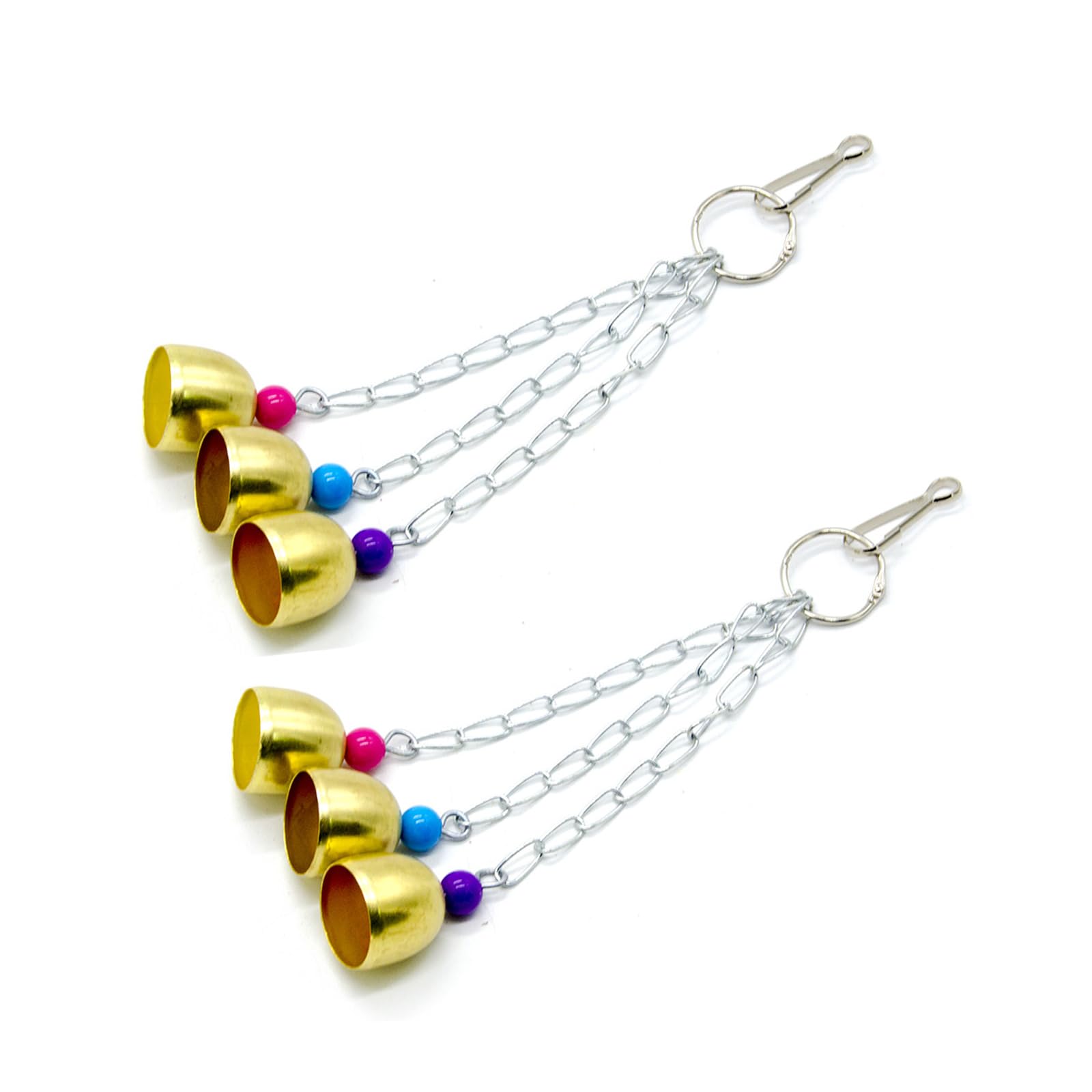 2 Pack Pet Parrot Bell Toy, 6Pcs Stainless Steel Hanging Bells Bird Chewing Toy for Bird Parrot Conure Cockatoo Macaw African Grey Parakeet Cockatiel Lovebird Finch Cage