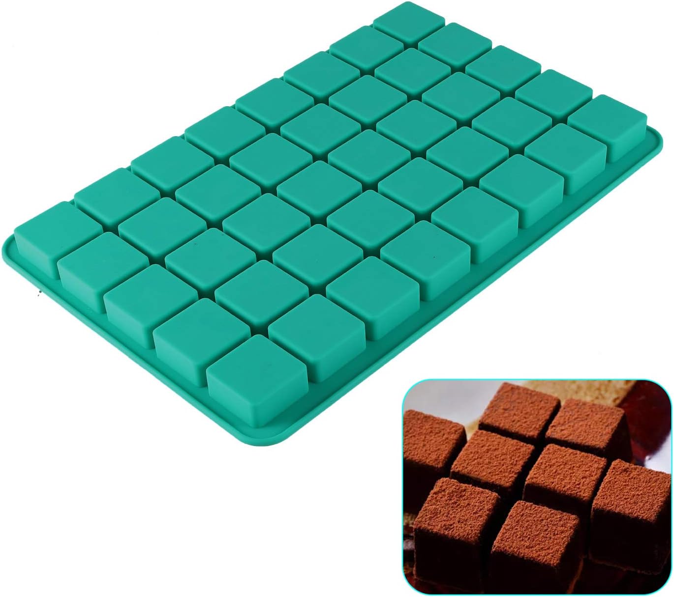 DIFENLUN Silicone Candy Molds, 40-Cavity Mini Square Chocolate Molds for Gummy Jelly Truffles Pralines Caramels, Ice Cube Tray Molds