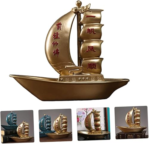 Miniatura 9 de DECHOUS Decoración temática náutica, adorno de velero de resina, modelo de yate para oficina en casa, adorno de vela delicado