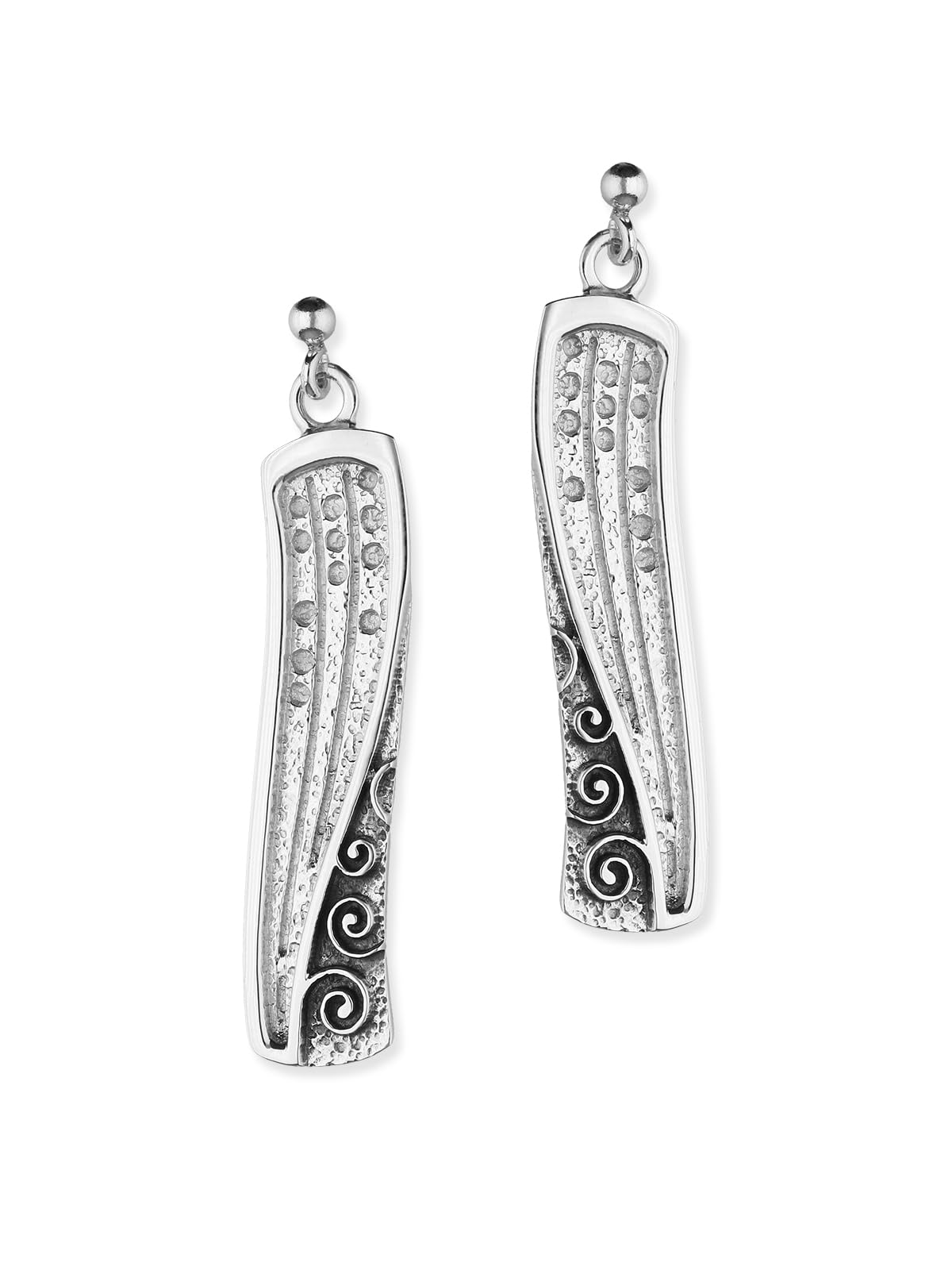 ORTAK 925 Sterling Silver Handmade Long Drop Earrings | Hand Oxidised | Art Nouveau Inspired | Nickel Free | High Polished | Fine Jewellery | Made In Scotland