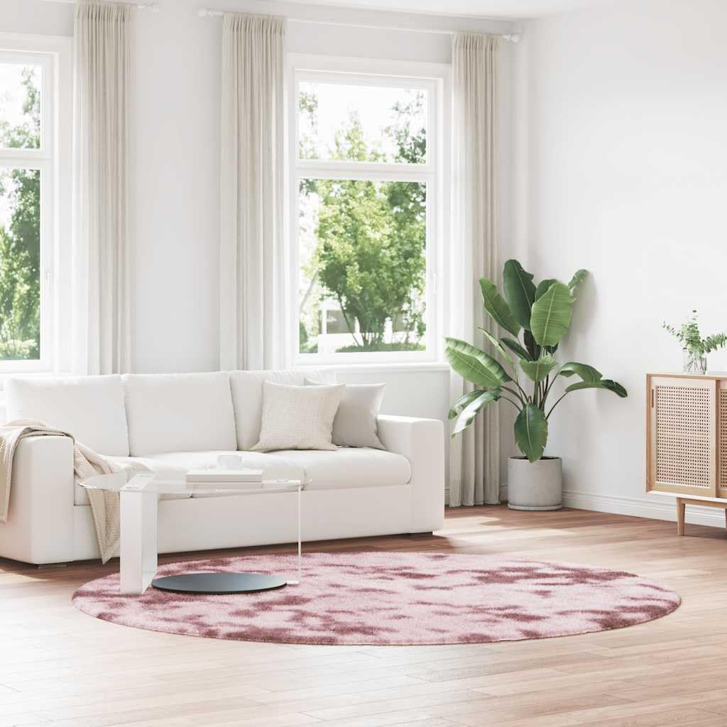 Tapis Shaggy à Poils Longs NAVARRA Rose poudré, 240 x 240 cm, 100 pour Cent Polyester, Dessous antidérapant, pour Salon Chambre Bureau, Moelleux au Sol