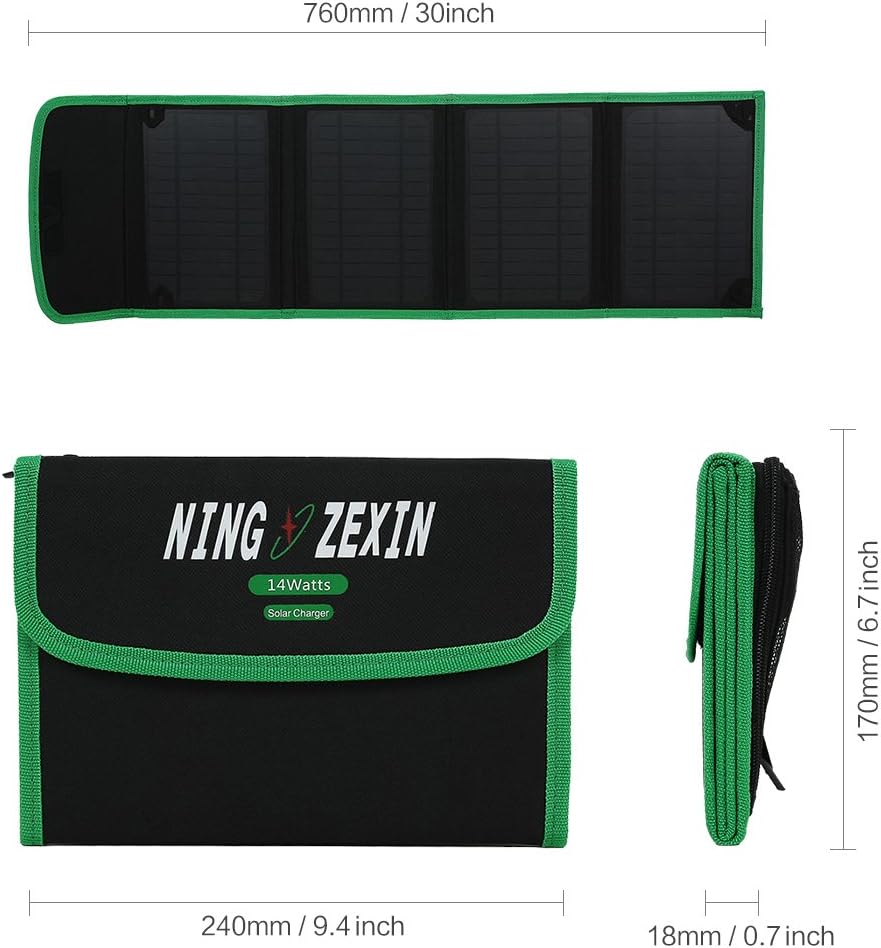 14W Double Port Foldable Solar Panel Charger for Smart Black (id: 618 17b 95b 5be 98f