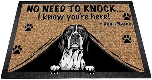 Vista 25 de Felpudo personalizado para amantes de los perros, diseño de pastor alemán, No Need to Knock I Konw You're Here, 27.5 x 17.7 pulgadas