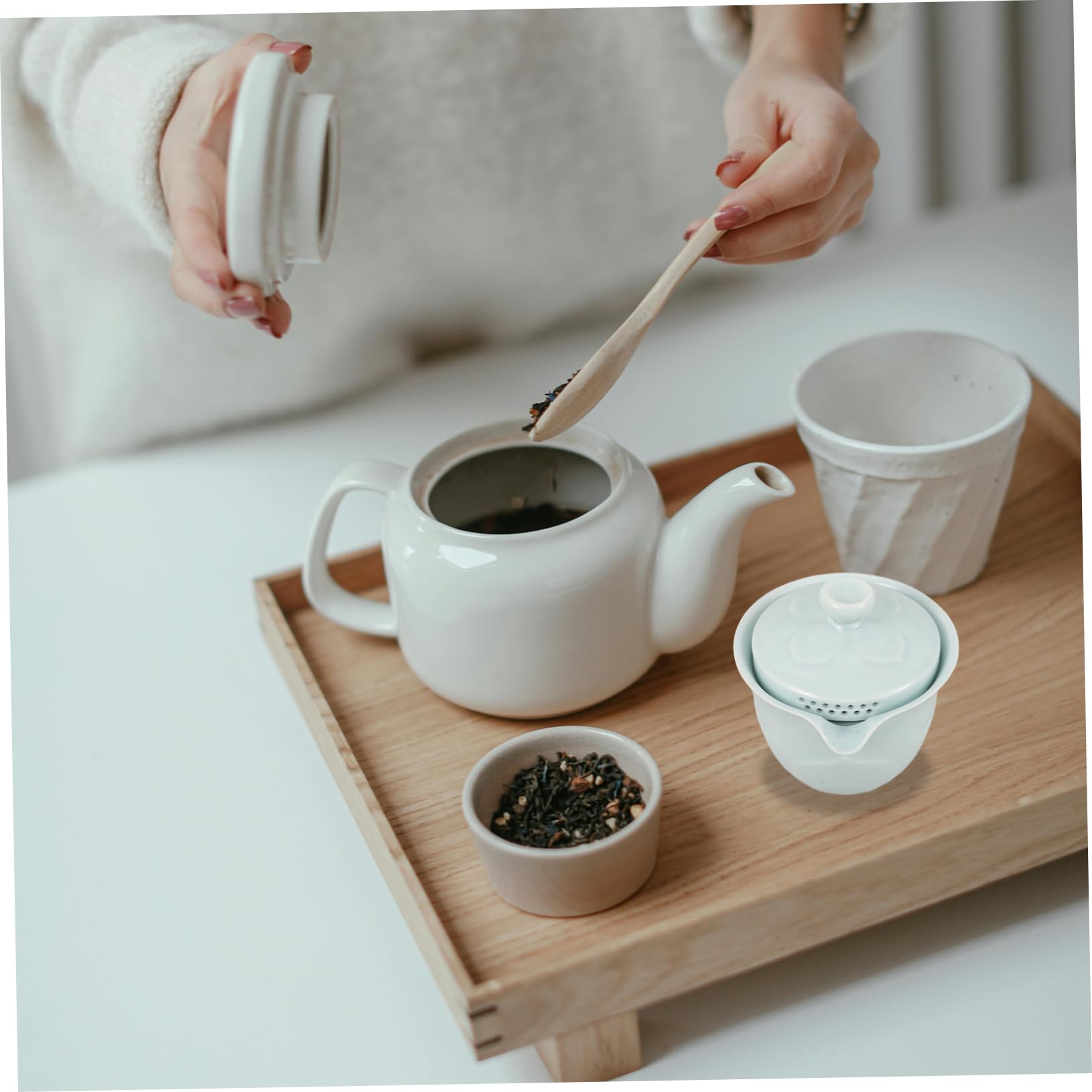 iplusmile 3juegos Té Portátil De Cerámica Set Completo Tazas y Tetera Elegante y Ligero Para Viajes y Oficina Para Aficionados Del Té