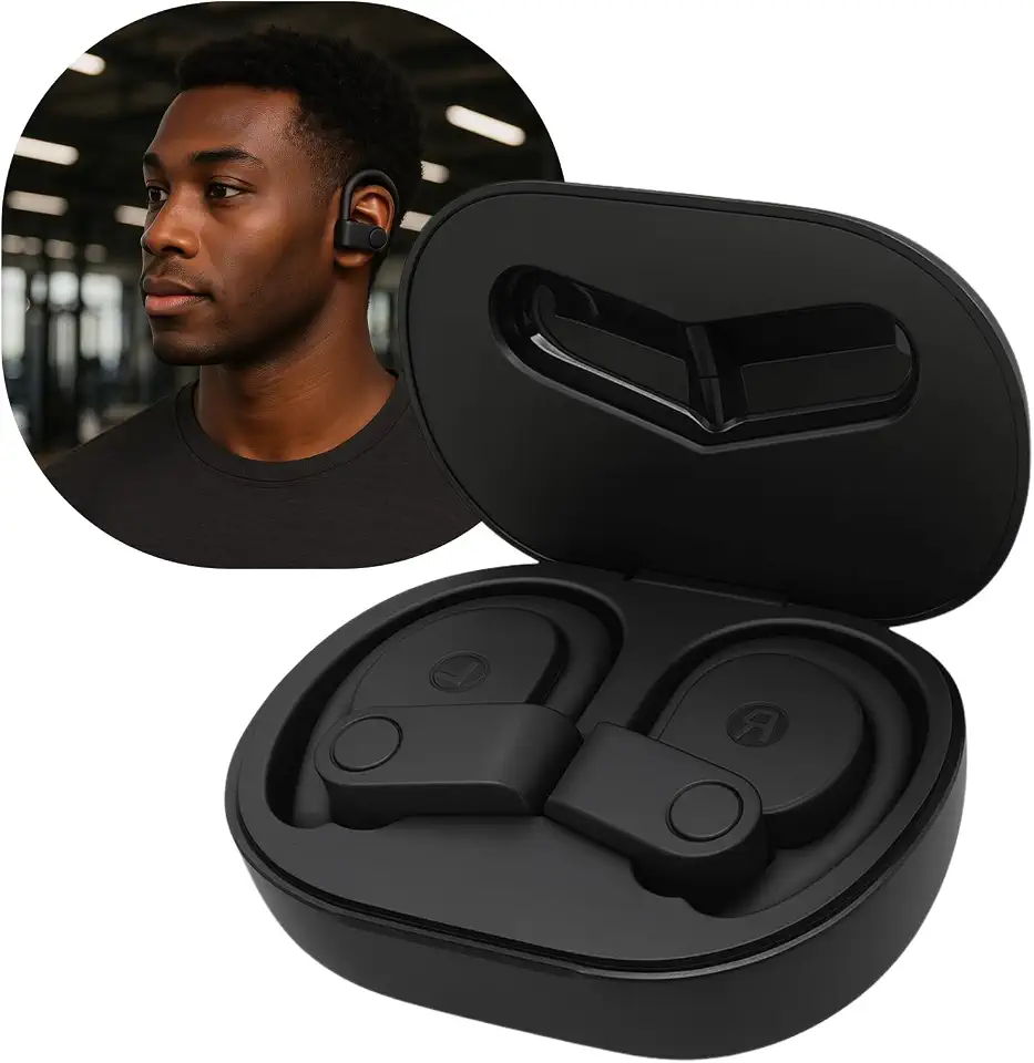 Fone de Ouvido Bluetooth 5.3 Som Estéreo, Microfone, Bateria Longa Duração, Compatível com Android e IOS e Diversos dispositivos Bluetooth, TWS Sem Fio Esportivo com Gancho JTL®