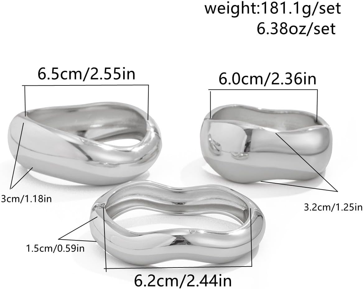 Chunky Gold Bangle Bracelets for Women Trendy Silver Irregular Statement Cuff Bracelets Stack Wide Wire Minimalist Fashion Jewelry - Image 4