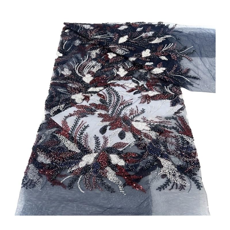 5 jardów Tkanina z koralikami przemysłu ciężkiego 2,8 kg Koralik Siatka haftem cekinowym do sukni ślubnej(Blue)