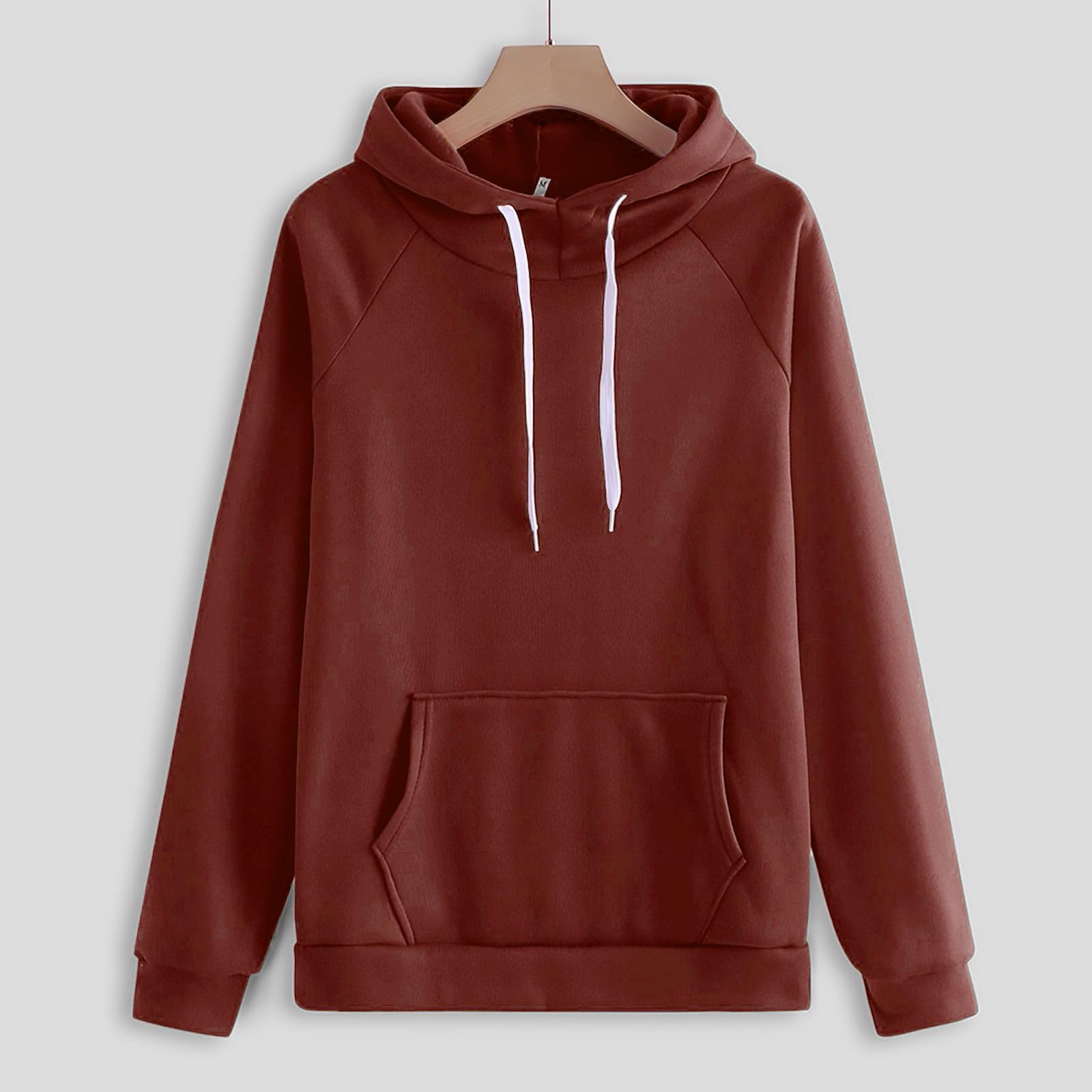 Tenue de loisirs pour femme - Ensemble pyjama côtelé - 2 pièces | Sweat à capuche à manches longues et longue taille élastique, pantalon de loisirs, pyjama avec cordon de serrage et poches