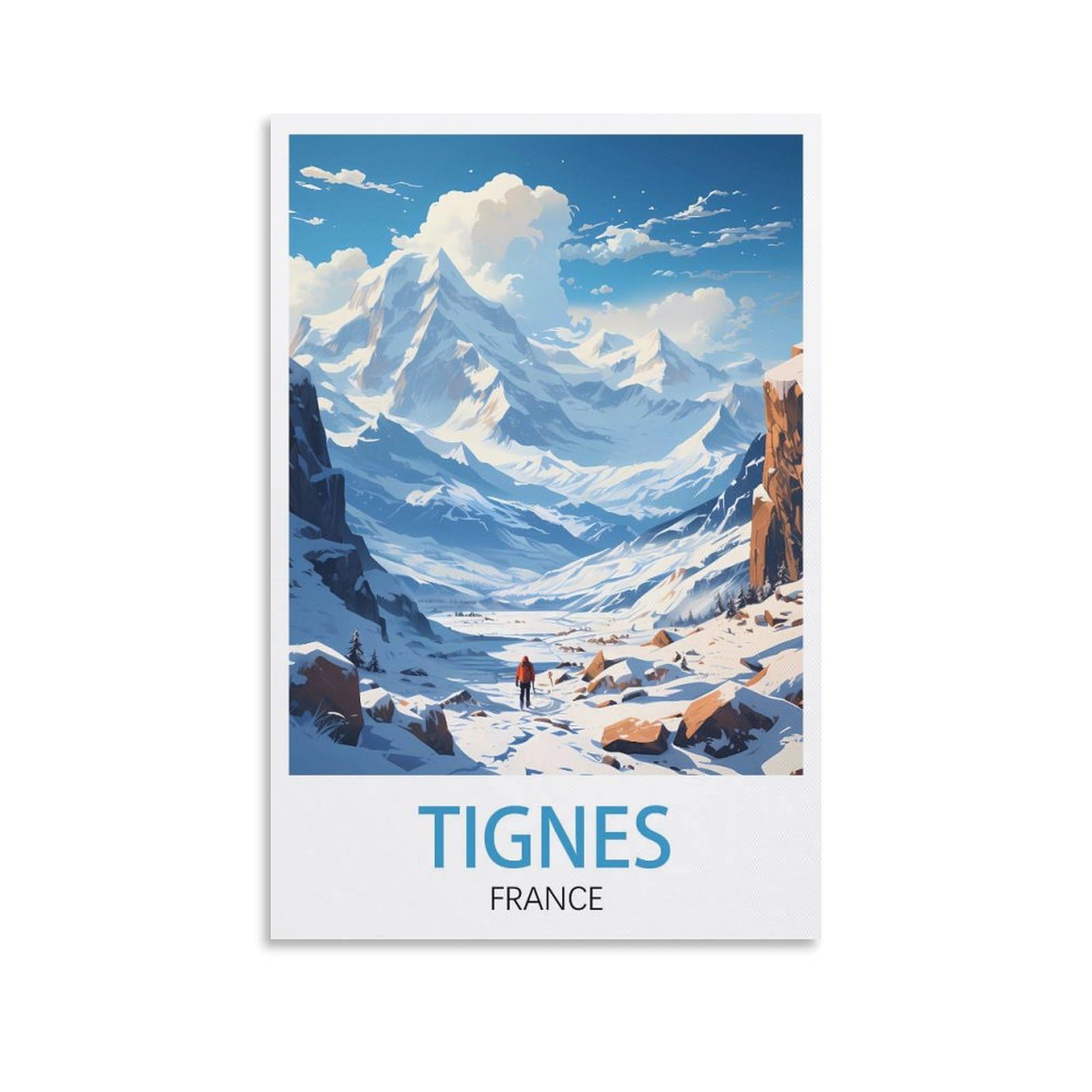 Tignes France Ski Vintage Travel Poster Landscape 12x18inch(30x45cm) Canvas Wall Art Posters for Living Room Decor Paintings for Home Decor