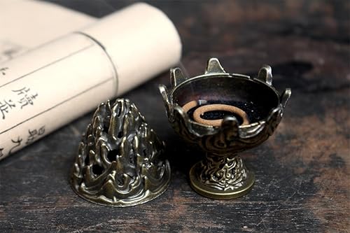 Miniatura 7 de CDSASHCA Mini quemador de incienso de aleación en polvo, quemador de incienso Boshan, quemador de incienso budista chino, quemador de incienso para