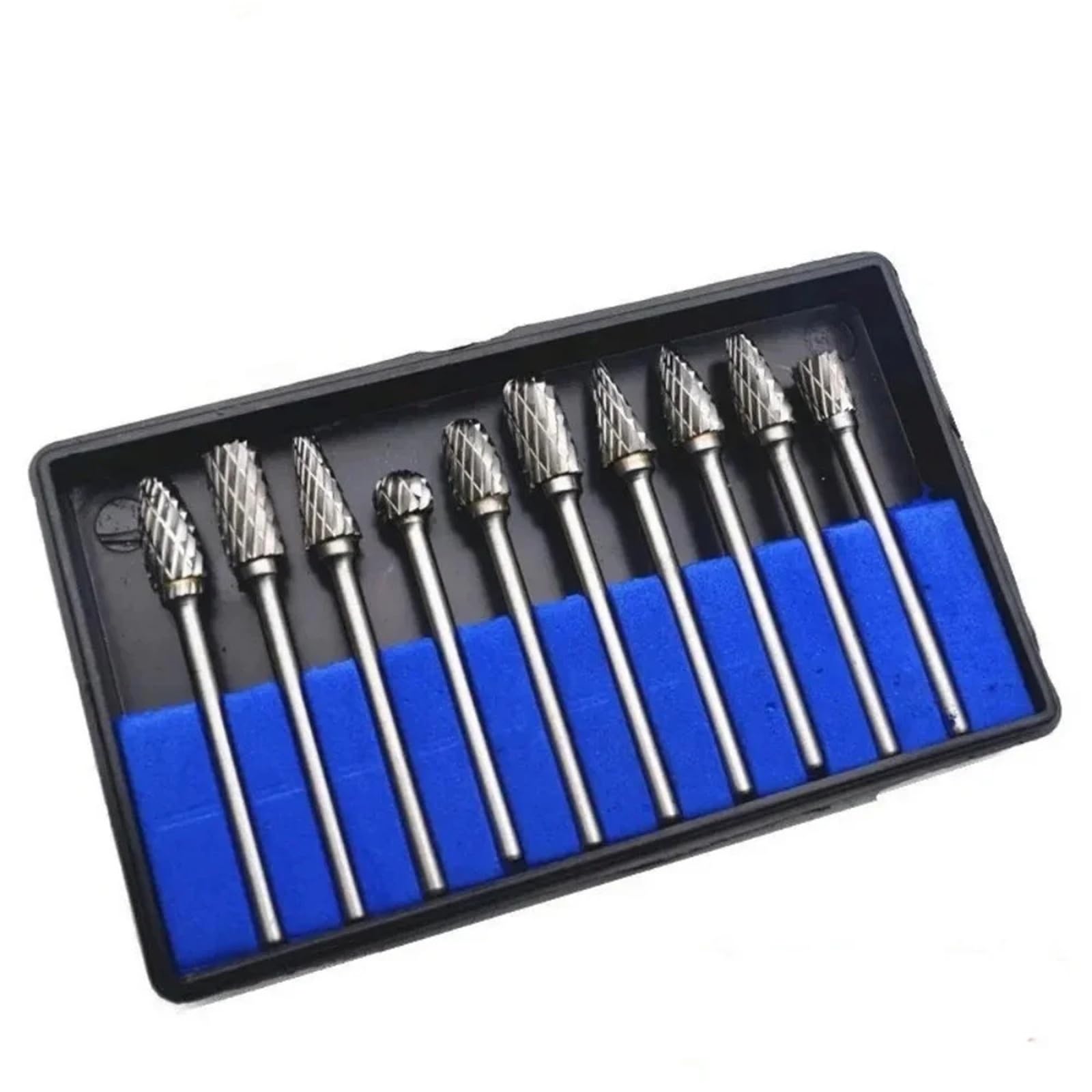Xctdsvah 10Pcs Blue Heavy Duty Rotary File 10Pcs Double Slot Rotary File Shank Grinder Tool Carbide Burr Set For Metalworking Polishing(10Pcs Blue)