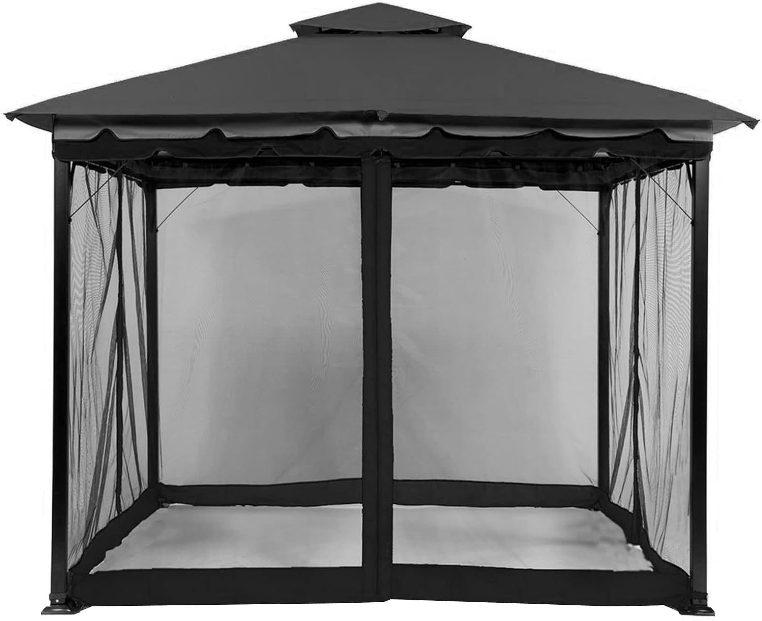 2025 Moskitonetz Outdoor,4-Teilige Sonnenschirm Mesh Moskitonetz Balkon mit Reißverschluss für Pavillon Balkon Wird mit Einer tragenden Tasche geliefert mit Gewichtsbeutel(schwarz, 300 cm x 300 cm)