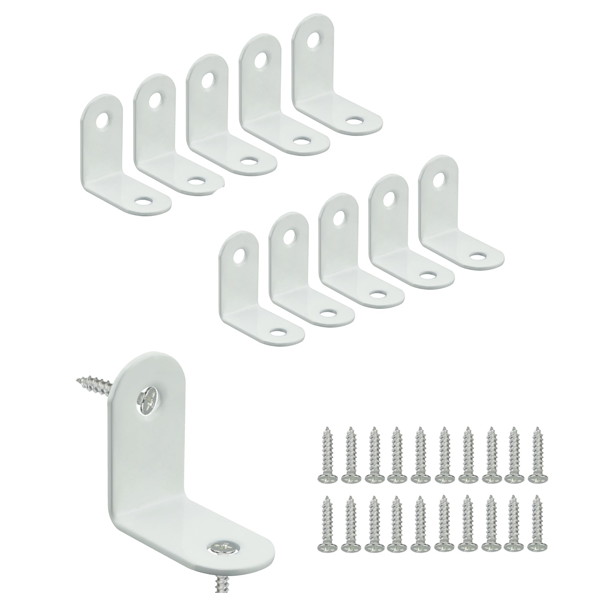 Mooche Kleine Eckwinkel, Metallwinkel 90 Grad Edelstahl, Winkelverbinder Mit Schraube, Weiß, L-förmig, rechtwinklig, 90 Grad, geeignet für Möbeltischrahmen, 10 Stück