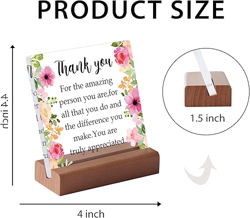 Miniatura 2 de Cartel de agradecimiento de despedida para mujeres, hombres, amigos, jefes, regalo de jubilación, placa cuadrada de acrílico con soporte de madera