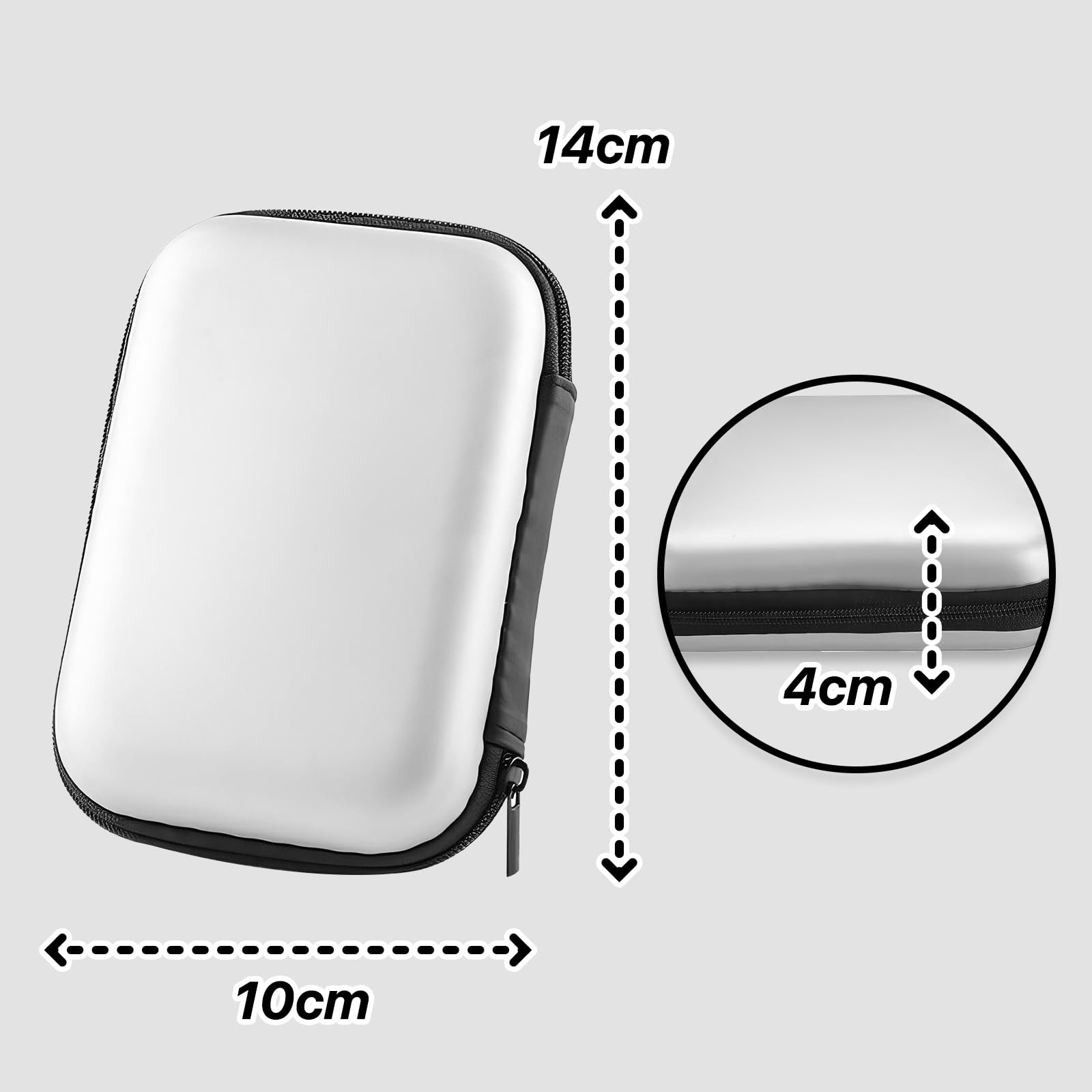 custodia rigida Custodia per Hard Disk Esterno 2.5'',Custodia Hard Disk Esterno 2.5"per SDD HDD caso,Memoria Esterna Portatile Disco Esterno Protettiva Borsa Antiurto Rigida Cover Case,Argento