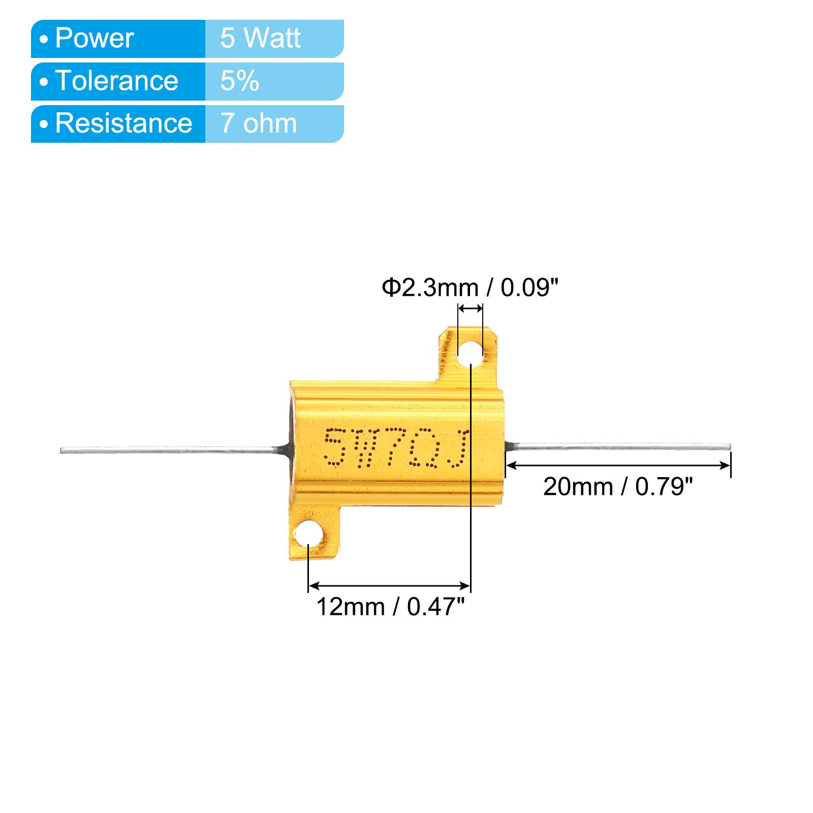 ABUZIV 50W 47 Ohms Résistances Bobinées En Aluminium Montées Sur