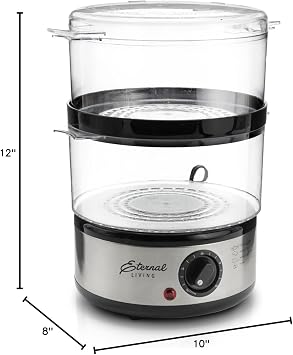 Electric Food Steamer Stackable Two-Tier Bowls, 5 Quart, Stainless Steel