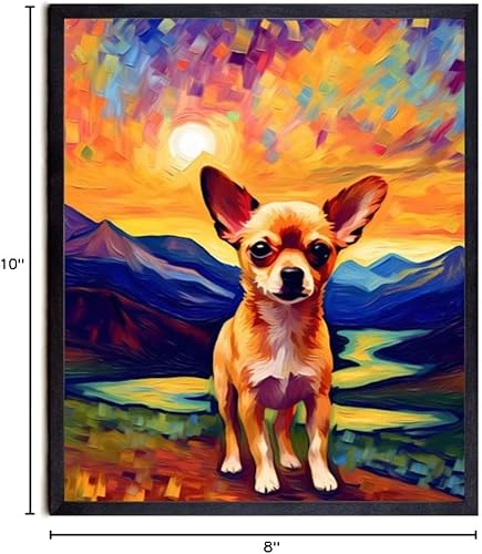 Miniatura 8 de Bestbuddy Pet 8X10 sin marco noche estrellada Chihuahua perro mascota familia amigo paz pintura al óleo impresión arte póster decoración de pared