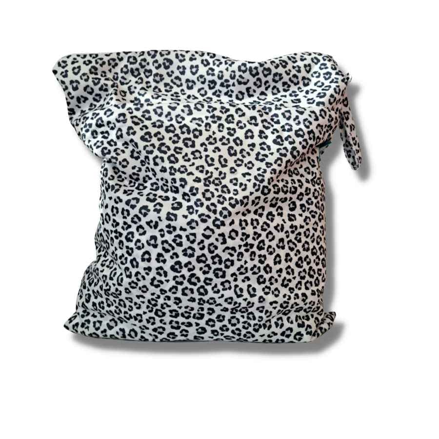 Cheeky Wipes Large Double Wetbag with intergrated Mesh Wash Bag (Grey Leopard)