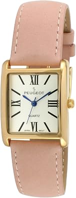 Peugeot Womens Tank Leather Dress Watch Roman Numeral Dial Blue Hands | Tank case Roman numeral dial Blue hands Leather strap Complimentary battery replacement