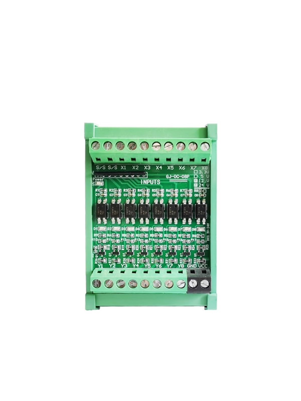 1 Uds. Placa de aislamiento optoacoplador de 4 vías npn módulo de conversión de voltaje de nivel pnp 3.3V5V12V24V módulo de conversión de señal(8-way,3.3-5VDC,Low Level NPN Output)