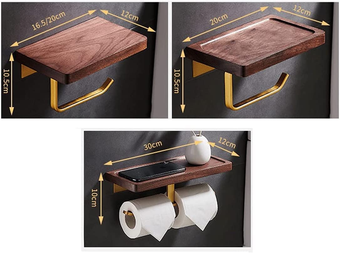 LYGSWDB Portarotolo Portarotolo in Legno Portarotolo, Mensola a Muro per Accessori da Bagno (Noyer B)